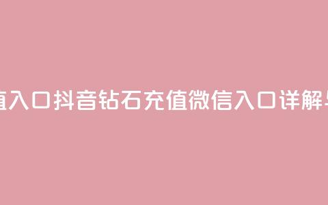 抖音钻石微信充值入口 - 抖音钻石充值微信入口详解与操作指南! 第1张 抖音钻石微信充值入口 - 抖音钻石充值微信入口详解与操作指南! 第1张