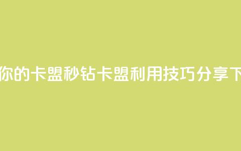 升级你的卡盟:秒钻卡盟利用技巧分享 第1张 升级你的卡盟:秒钻卡盟利用技巧分享 第1张