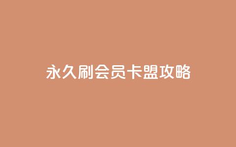 永久刷会员卡盟攻略 第1张 永久刷会员卡盟攻略 第1张