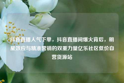 抖音直播人气下单，抖音直播间爆火背后，明星效应与精准营销的双重力量亿乐社区低价自营货源站  第1张
