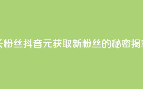 抖音1元长1000粉丝 - 抖音1元获取1000新粉丝的秘密揭秘！  第1张