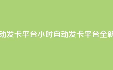 pubg卡盟24小时自动发卡平台(24小时自动发卡平台：全新体验)  第1张