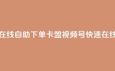 卡盟视频号在线自助下单(卡盟视频号快速在线下单)  第1张