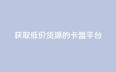 获取低价货源的卡盟平台  第1张