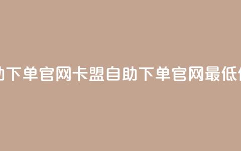 卡盟最低自助下单官网 - 卡盟自助下单官网最低价推荐~  第1张