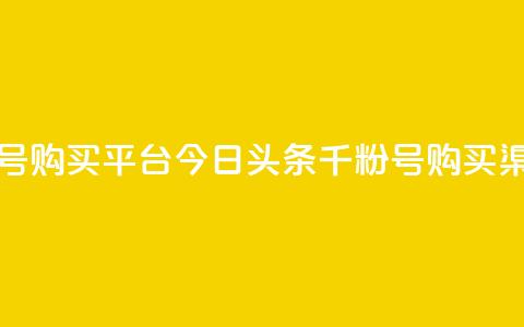 今日头条千粉号购买平台(今日头条千粉号购买渠道推荐)  第1张
