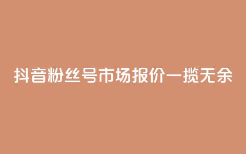 抖音粉丝号市场报价一揽无余 第1张 抖音粉丝号市场报价一揽无余 第1张