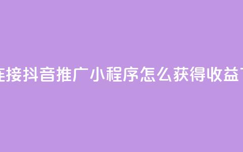 卡盟连接 - 抖音推广小程序怎么获得收益  第1张