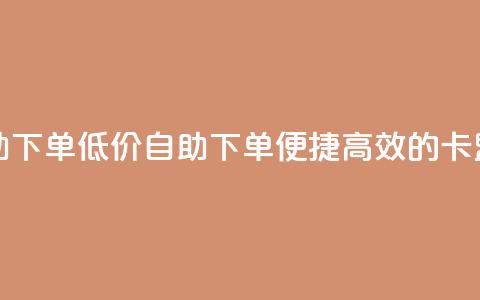 卡盟低价自助下单 - 低价自助下单，便捷高效的卡盟服务!  第1张