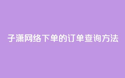 子潇网络下单的订单查询方法 - 子潇网络订单查询方法详解! 第1张 子潇网络下单的订单查询方法 - 子潇网络订单查询方法详解! 第1张