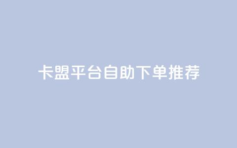 卡盟平台自助下单推荐 - 自助下单卡盟平台优选指南~  第1张