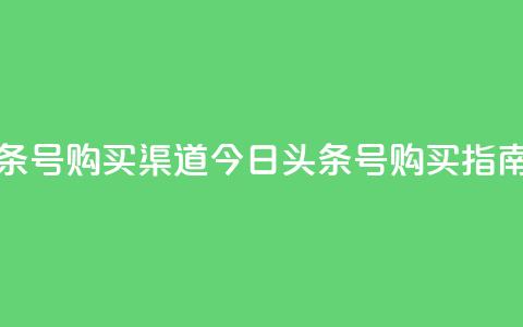 今日头条号购买渠道(今日头条号购买指南)  第1张