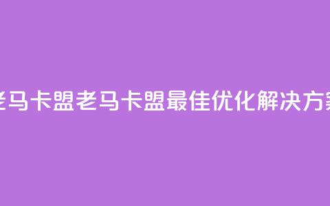 老马卡盟(老马卡盟：最佳SEO优化解决方案)  第1张
