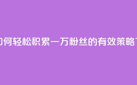 快手如何轻松积累一万粉丝的有效策略  第1张