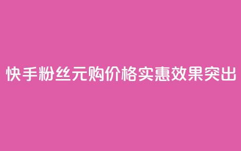 快手1000粉丝1元购：价格实惠，效果突出  第1张
