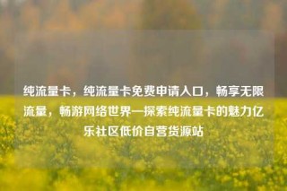 纯流量卡，纯流量卡免费申请入口，畅享无限流量，畅游网络世界—探索纯流量卡的魅力亿乐社区低价自营货源站