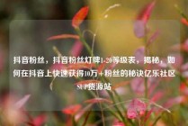 抖音粉丝，抖音粉丝灯牌1-20等级表，揭秘，如何在抖音上快速获得10万+粉丝的秘诀亿乐社区SUP货源站
