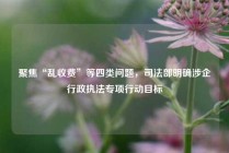 聚焦“乱收费”等四类问题，司法部明确涉企行政执法专项行动目标