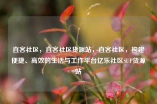 直客社区，直客社区货源站，直客社区，构建便捷、高效的生活与工作平台亿乐社区SUP货源站