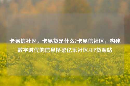 卡易信社区，卡易贷是什么?卡易信社区，构建数字时代的信息桥梁亿乐社区SUP货源站  第1张