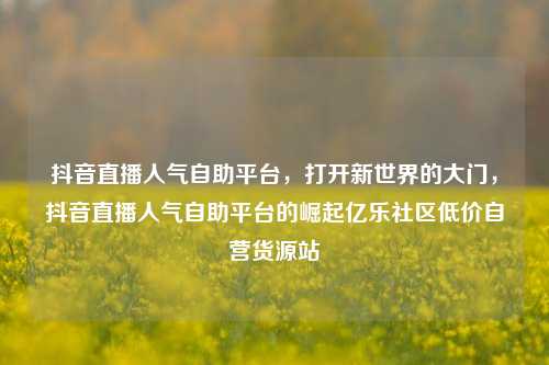 抖音直播人气自助平台	，打开新世界的大门，抖音直播人气自助平台的崛起亿乐社区低价自营货源站  第1张