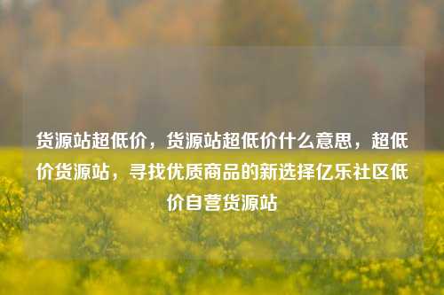 货源站超低价，货源站超低价什么意思，超低价货源站	，寻找优质商品的新选择亿乐社区低价自营货源站  第1张