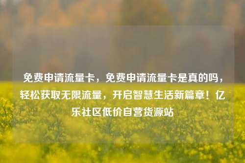 免费申请流量卡	，免费申请流量卡是真的吗，轻松获取无限流量，开启智慧生活新篇章！亿乐社区低价自营货源站  第1张