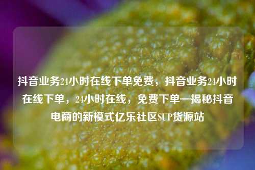抖音业务24小时在线下单免费，抖音业务24小时在线下单，24小时在线	，免费下单—揭秘抖音电商的新模式亿乐社区SUP货源站  第1张