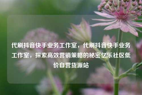 代刷抖音快手业务工作室，代刷抖音快手业务工作室	，探索高效营销策略的秘密亿乐社区低价自营货源站  第1张