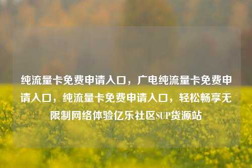纯流量卡免费申请入口，广电纯流量卡免费申请入口	，纯流量卡免费申请入口，轻松畅享无限制网络体验亿乐社区SUP货源站  第1张