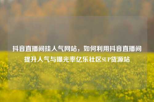 抖音直播间挂人气网站，如何利用抖音直播间提升人气与曝光率亿乐社区SUP货源站  第1张