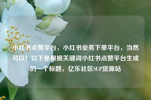 小红书点赞平台	，小红书业务下单平台，当然可以！以下是根据关键词小红书点赞平台生成的一个标题，亿乐社区SUP货源站  第1张