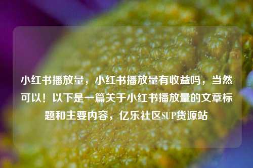 小红书播放量，小红书播放量有收益吗，当然可以！以下是一篇关于小红书播放量的文章标题和主要内容	，亿乐社区SUP货源站  第1张