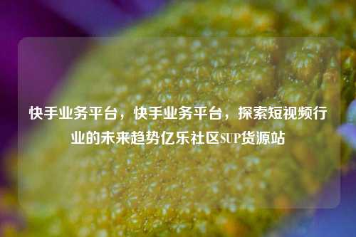 快手业务平台，快手业务平台，探索短视频行业的未来趋势亿乐社区SUP货源站  第1张