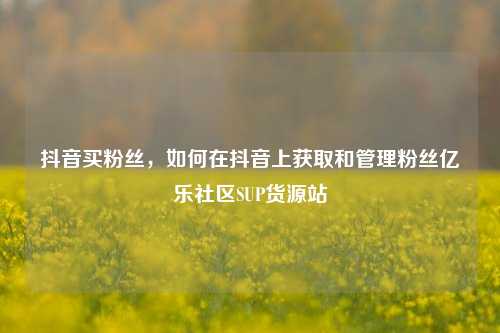 抖音买粉丝，如何在抖音上获取和管理粉丝亿乐社区SUP货源站  第1张