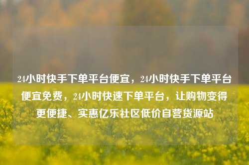 24小时快手下单平台便宜，24小时快手下单平台便宜免费，24小时快速下单平台，让购物变得更便捷、实惠亿乐社区低价自营货源站  第1张