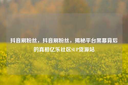 抖音刷粉丝，抖音刷粉丝，揭秘平台黑幕背后的真相亿乐社区SUP货源站  第1张