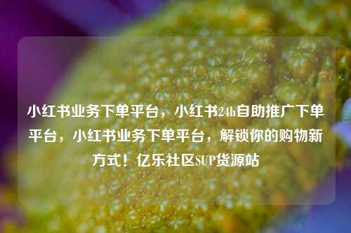 小红书业务下单平台，小红书24h自助推广下单平台	，小红书业务下单平台，解锁你的购物新方式！亿乐社区SUP货源站  第1张