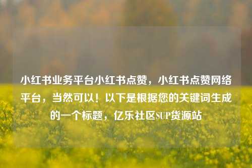 小红书业务平台小红书点赞，小红书点赞网络平台	，当然可以！以下是根据您的关键词生成的一个标题，亿乐社区SUP货源站  第1张
