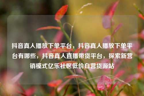 抖音真人播放下单平台，抖音真人播放下单平台有哪些，抖音真人直播带货平台	，探索新营销模式亿乐社区低价自营货源站  第1张